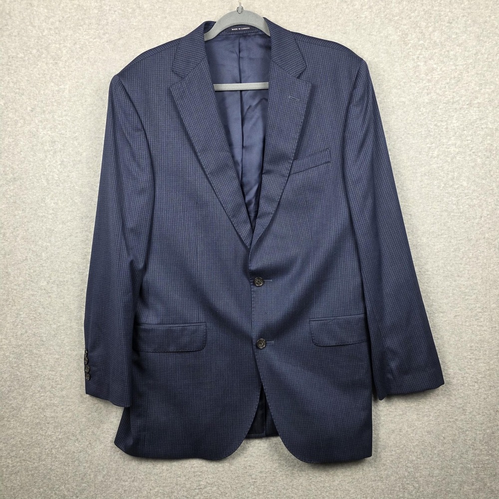 Cremieux Sport Coat Blazer Mens 42L Blue Loro Piana Wool Silk Canada Made Canada